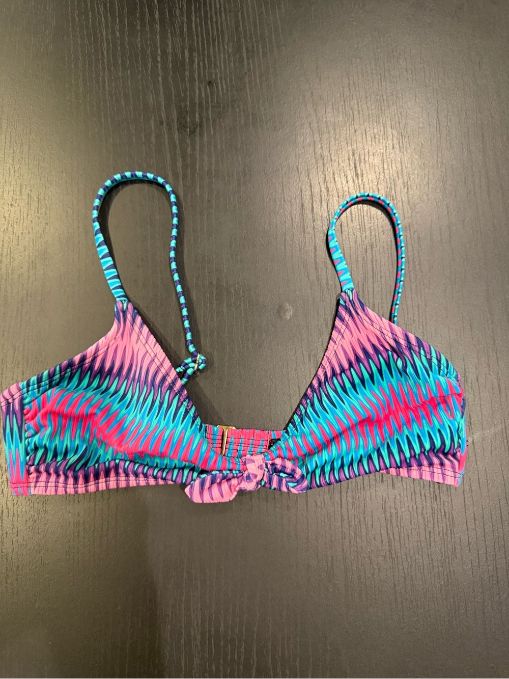 Vibrant Bikini Top - Pink, Teal & Purple size S